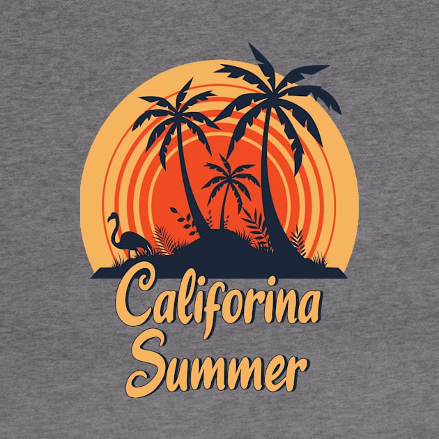 CALIFORNIA SUMMER - Beach, Tropical, Palm Trees, Sunset, Surfing, Paradise - Light Colors by PorcupineTees